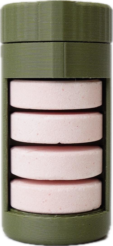 The Low Roller Mini glucose tablet holder in green